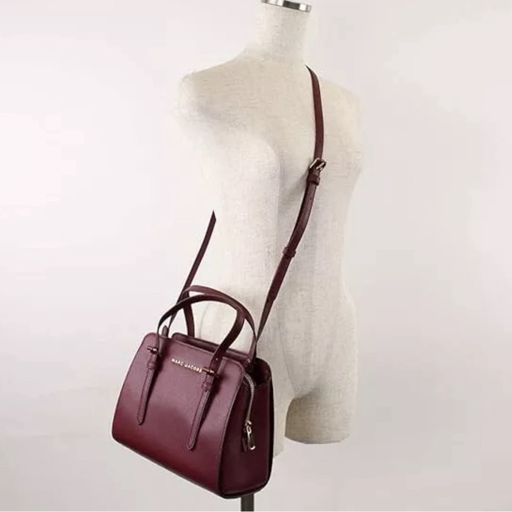 AUTH Marc Jacobs Little Big Shot Mulled Wine Leather Satchel Shoulder Bag NWOT